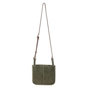 Los Feliz Small Crossbody In Leather, Adjustable Crossbody Strap, Moss Suede :o